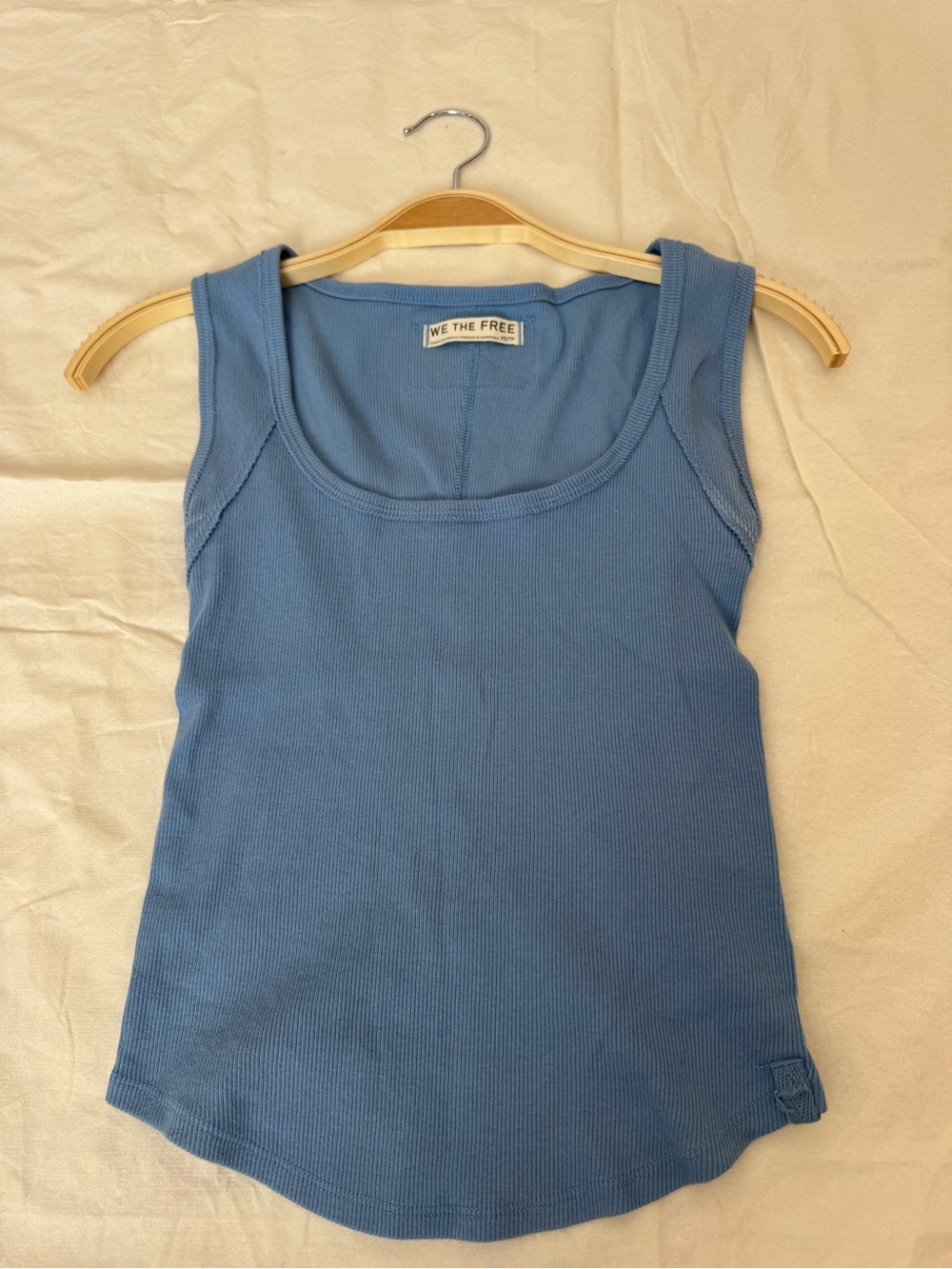 Free People We The Free Blue Scoop Neck Ribbed Tank - Picture 1 of 1